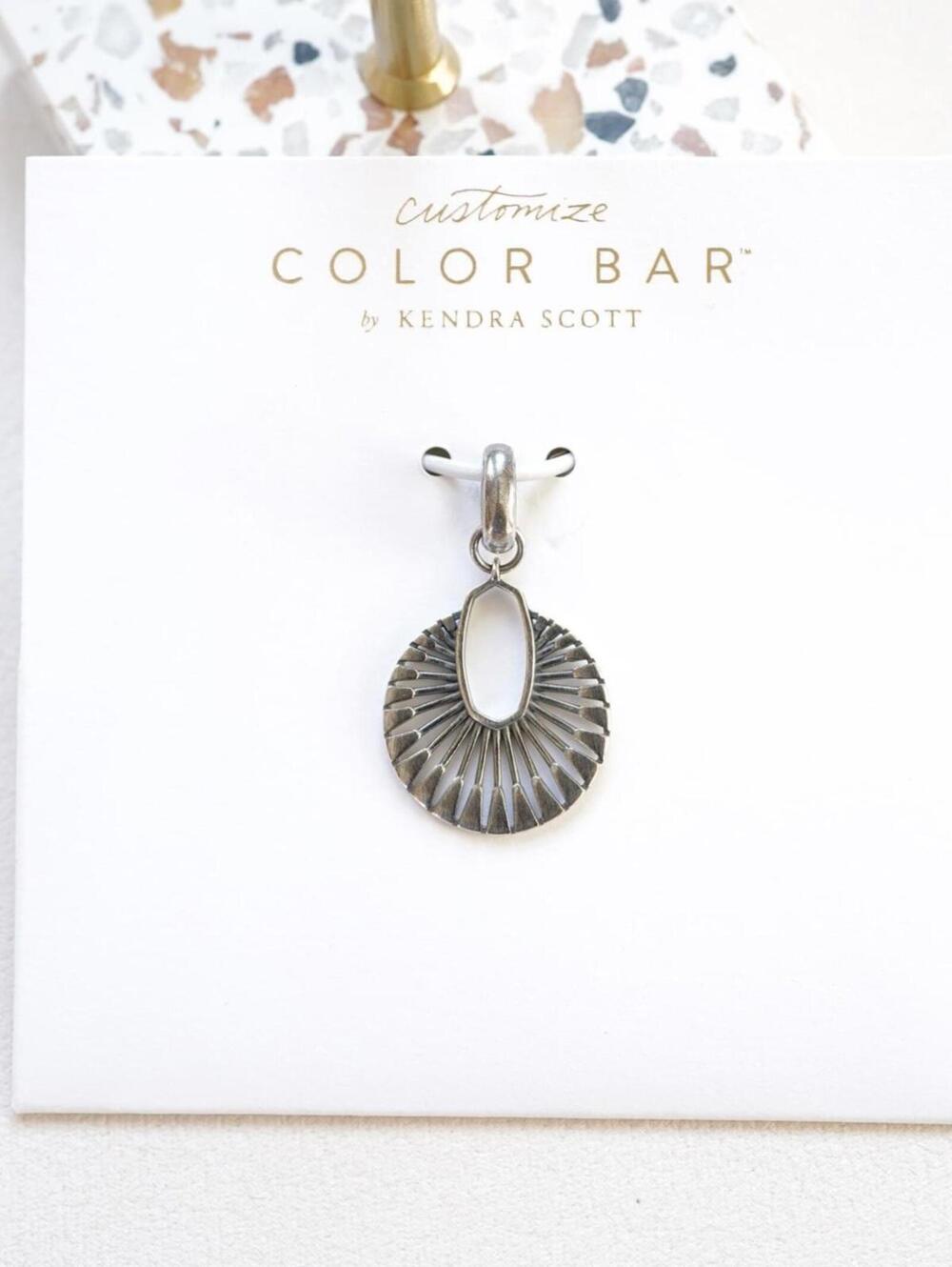 Kendra Scott Sunburst Charm In Vintage Silver